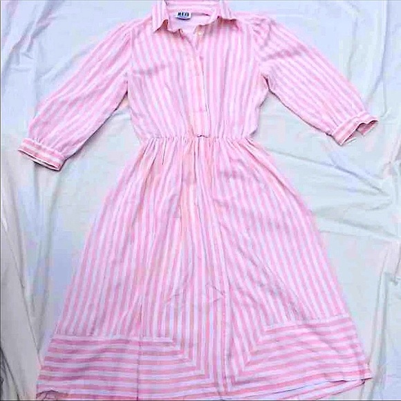 Vintage Dresses & Skirts - Vintage 1950’s shirt dress R.E.O. pink & white stripes. Measurements reflect Sm.